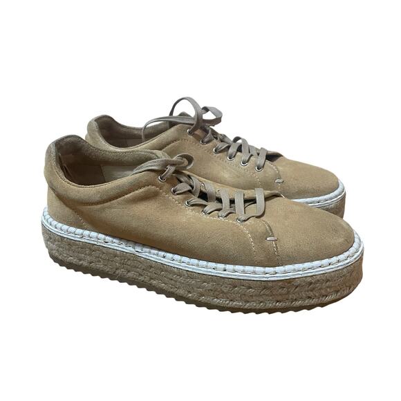Rag & Bone Kent Espadrille‎ Sneaker Women's 38 Dune Tan Suede Leather Lace Up - Picture 1 of 9